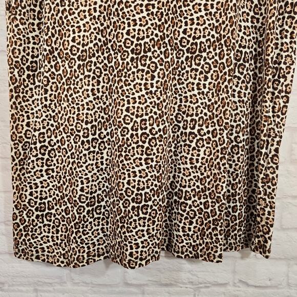 M Michael Michael Kors Leopard Print Women's Top Cheetah Short Sleeve Round Neck - Picture 7 of 8